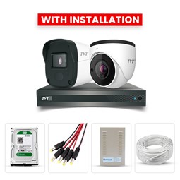 Picture of TVT 2 CCTV Cameras Combo (1 Indoor & 1 Outdoor CCTV Camera) + 4CH DVR + HDD + Accessories + Power Supply + 45m Cable